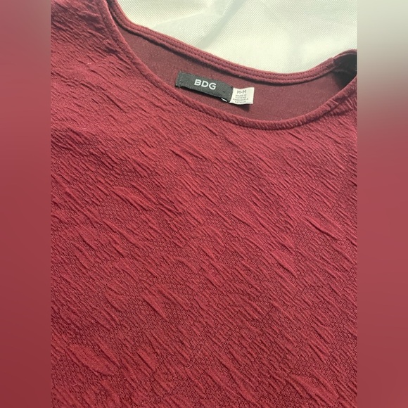 NWOT Burgundy Urban Outfitters Dress Short sleeved textured Size M jewel toned - Picture 3 of 6